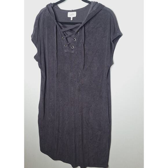 Soma Weekend Terry Bamboo Dress Lace Up Hooded XL Lounge Swim Cozy Terrycloth - Picture 3 of 9